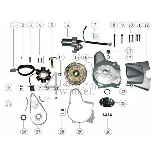 E6 - Left Crankcase Cover - Electrical Start System