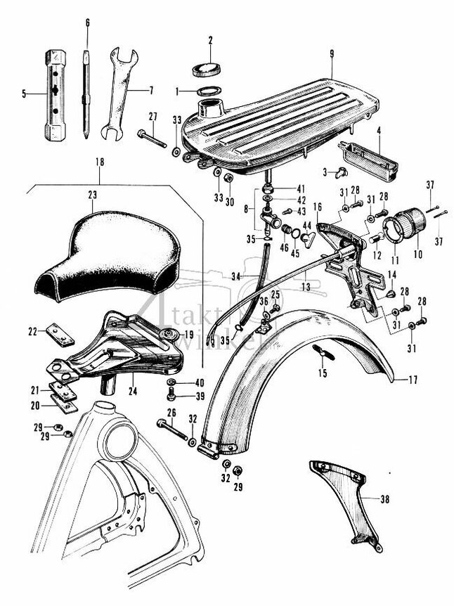 F6 - Zadel - Tank - Schokbrekers achter