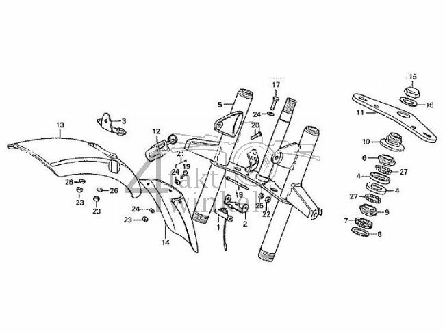 F3 - Voorvork - Voorspatbord - T - stuk