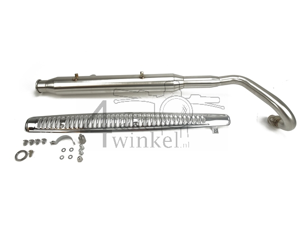 Uitlaat sportief, bovenlangs, Trumpet, RVS, ST125 Dax, frame nr. JB04xxxx