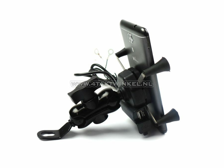 USB lader, telefoon houder, 12 volt, brommer, type 1