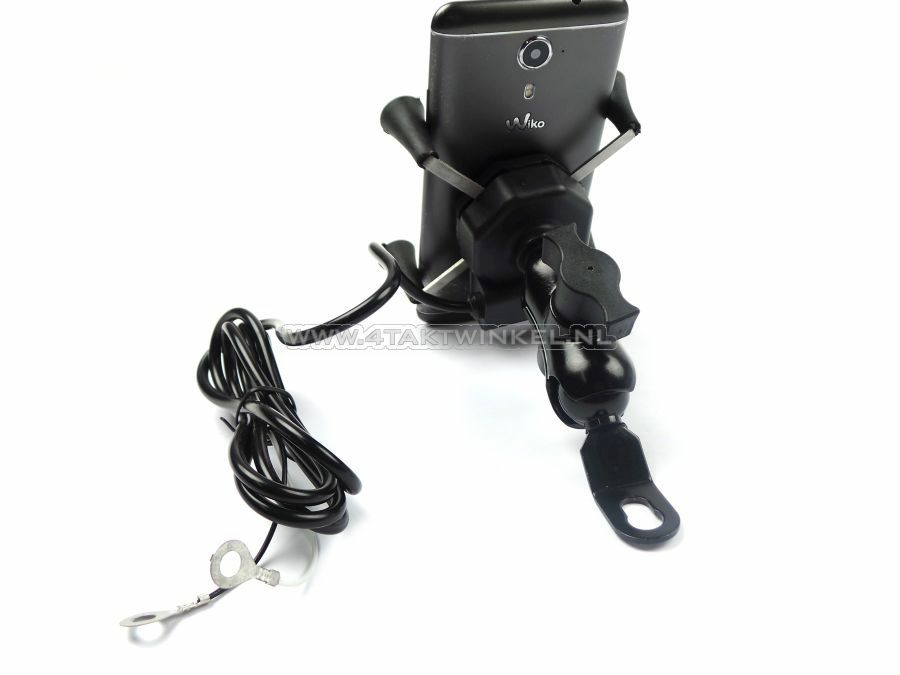 USB lader, telefoon houder, 12 volt, brommer, type 1