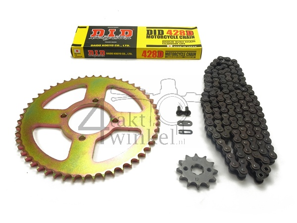 Tandwielen en ketting set, Hanway RAW50, AGM Caferacer, 428, 12-52, DID