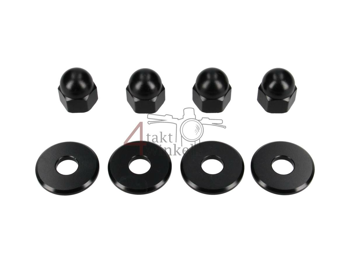 Dopmoer set, m10 x 1,25 + ringen, aluminium zwart