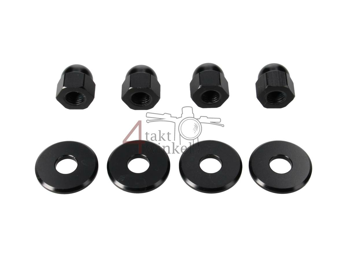 Dopmoer set, m10 x 1,25 + ringen, aluminium zwart