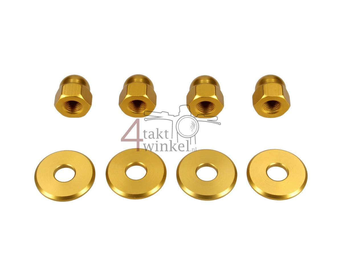 Dopmoer set, m10 x 1,25 + ringen, aluminium goud