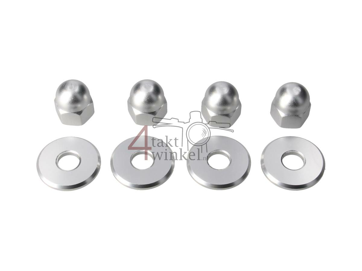Dopmoer set, m10 x 1,25 + ringen, aluminium zilver