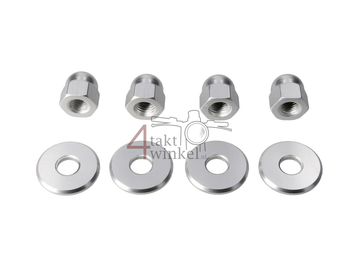 Dopmoer set, m10 x 1,25 + ringen, aluminium zilver