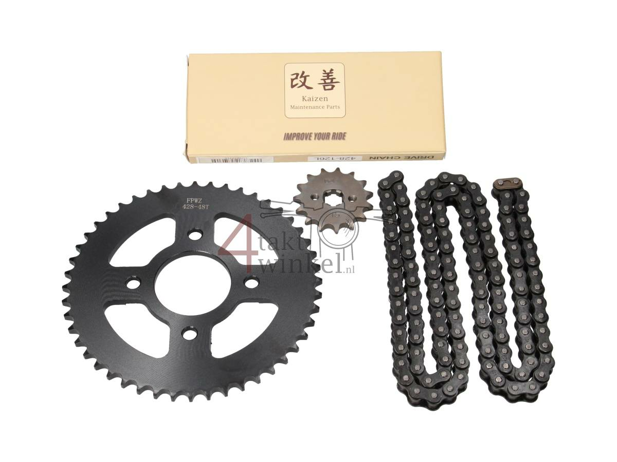 Tandwielen en ketting set, Mash Fifty, 70cc, 85cc, 15 - 48, 17mm as, A-kwaliteit