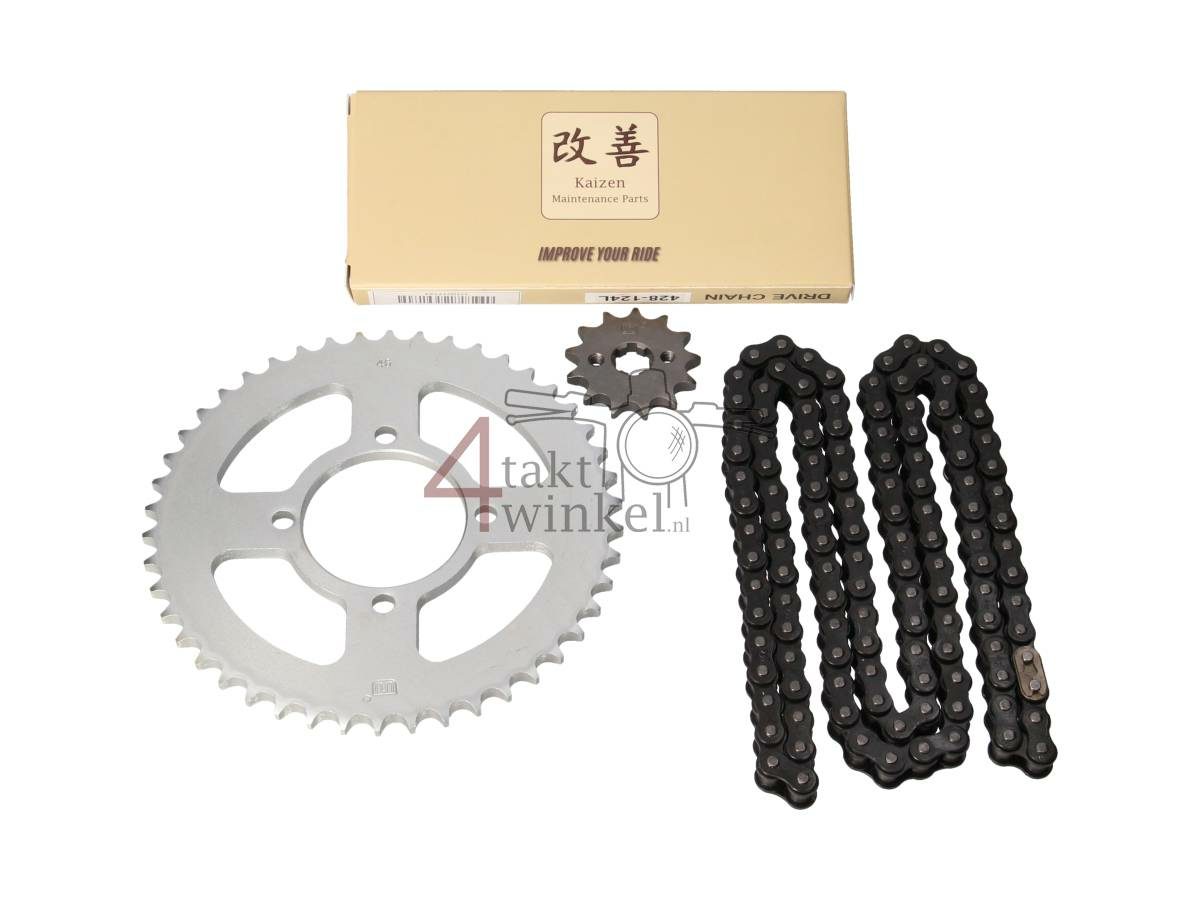 Tandwielen en ketting set, Hanway RAW50, AGM Caferacer, 428, 13-46, A-kwaliteit