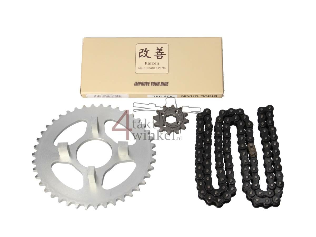 Tandwielen en ketting set standaard, past op SS50, A-kwaliteit