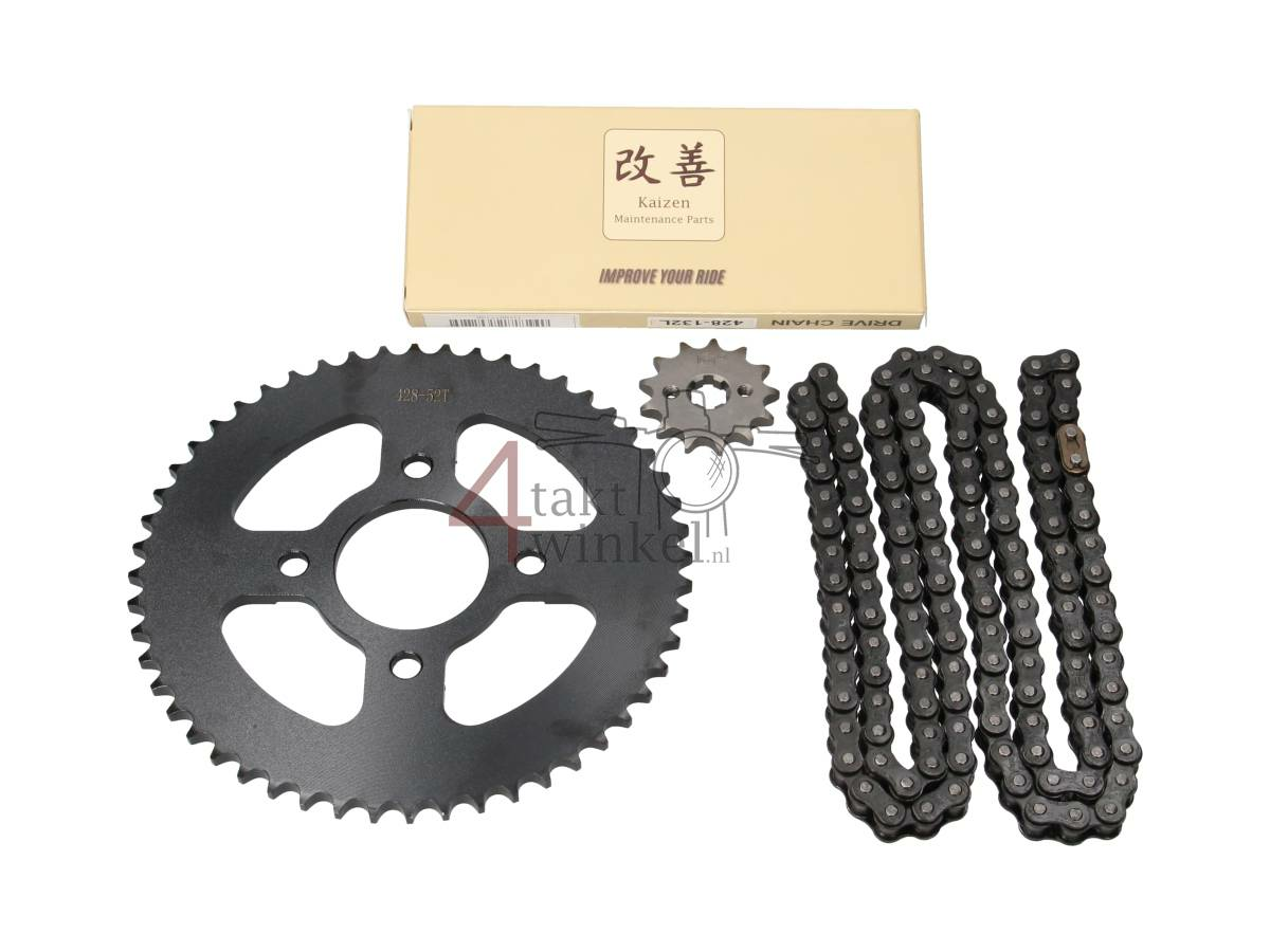 Tandwielen en ketting set, Mash Dirt, 50cc standaard, 13 - 52, 17mm as, A-kwaliteit