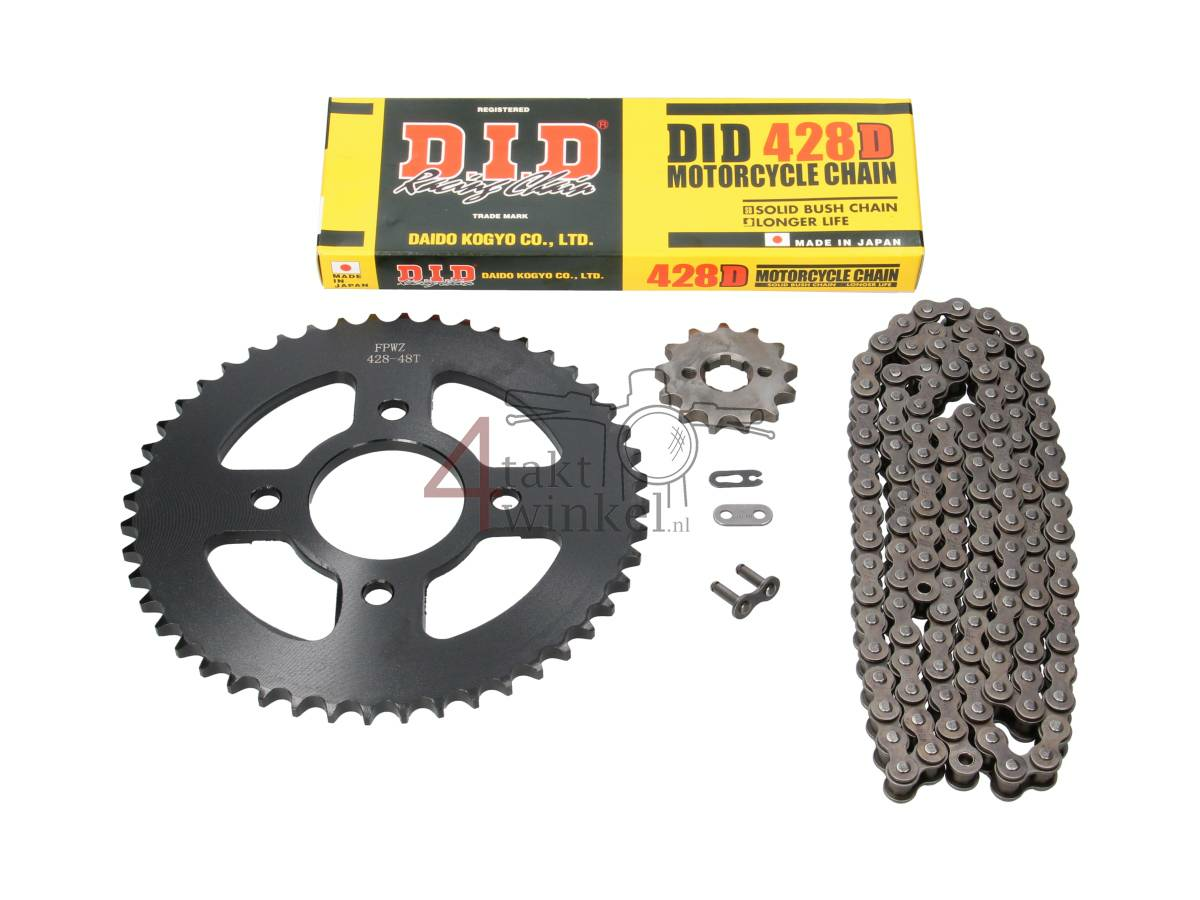 Tandwielen en ketting set, Mash Fifty, 50cc, 70cc, 13 - 48, 20mm as, DID