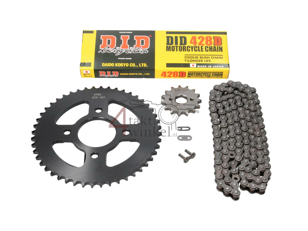 Tandwielen en ketting set, Mash Fifty, 70cc, 85cc, 15 - 48, 20mm as, DID