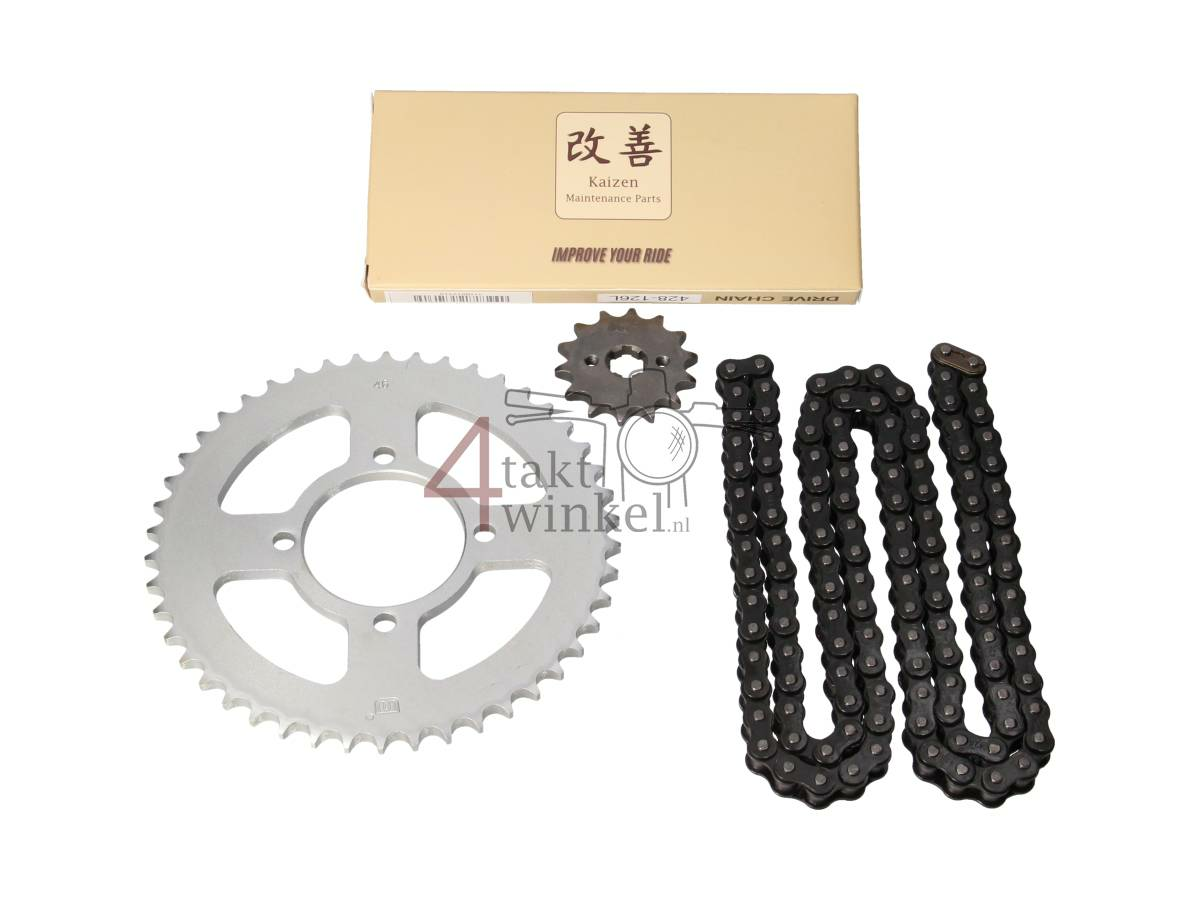 Tandwielen en ketting set, Hanway RAW50, AGM Caferacer, 428, 14-46, A-kwaliteit