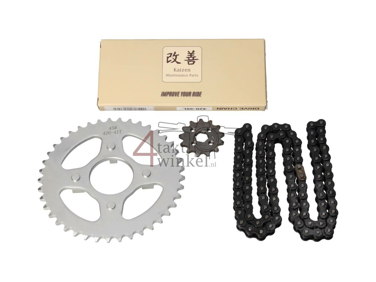 Tandwielen en ketting set standaard, past op SS50E, A-kwaliteit