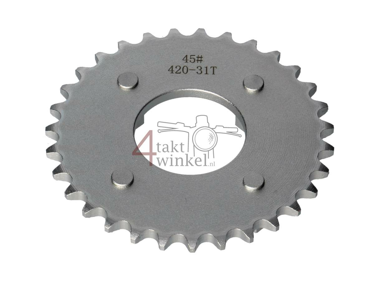 Achtertandwiel 31, past op SS50, CB50, CY50, Dax, Zilver