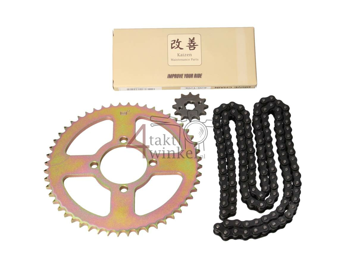Tandwielen en ketting set, Hanway RAW50, AGM Caferacer, 428, 12-52, A-kwaliteit