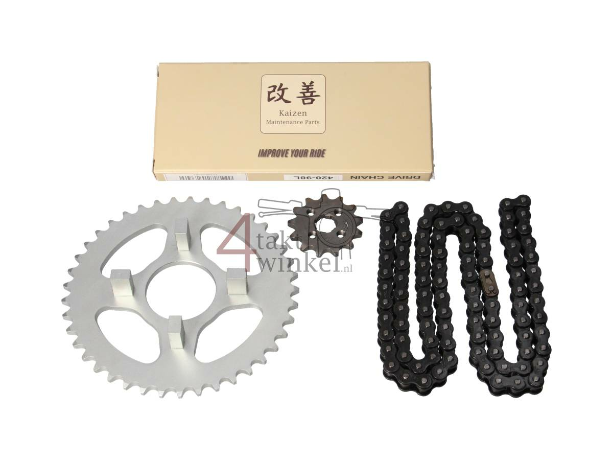 Tandwielen en ketting set standaard, past op SS50E, A-kwaliteit
