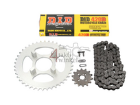 Tandwielen en ketting set standaard +2, past op SS50, DID