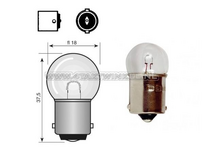 Lamp BA15-S, enkel,  6 volt, 10 watt klein bolletje