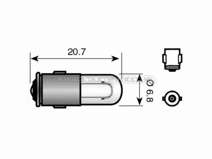 Lamp BA7s, enkel, 6 volt, 1.2 watt