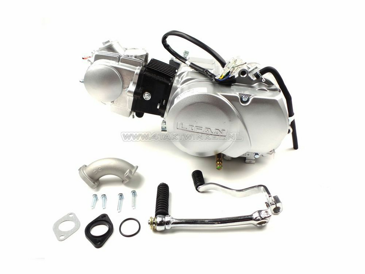 Motorblok, 50cc, handkoppeling, Lifan, 4-bak, zilver