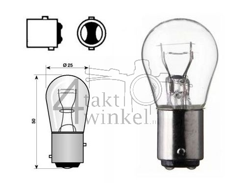 Achterlamp duplo BAY15D, 6 volt, 18-5 watt