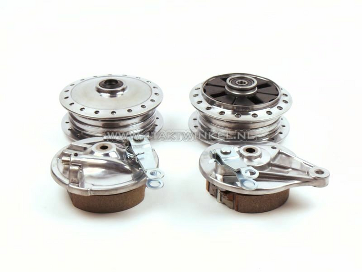 Naaf C50 set voor & achter, 10mm as, Gepolijst