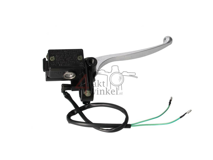 Hendel hydraulisch, rechts (rempomp) compleet, universeel o.a. Dax, Ape, zilver