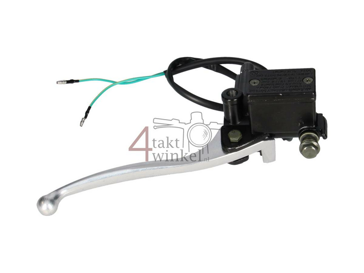 Hendel hydraulisch, rechts (rempomp) compleet, universeel o.a. Dax, Ape, zilver