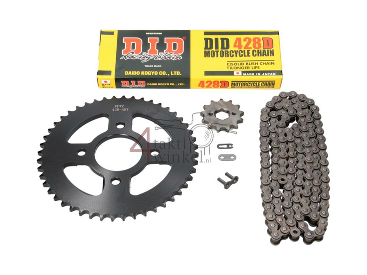 Tandwielen en ketting set, Mash Fifty, 50cc, 70cc, 13 - 48, 20mm as, DID