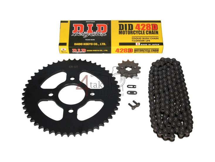 Tandwielen en ketting set, Mash Fifty, 50cc standaard, 13 - 52, 17mm as, DID