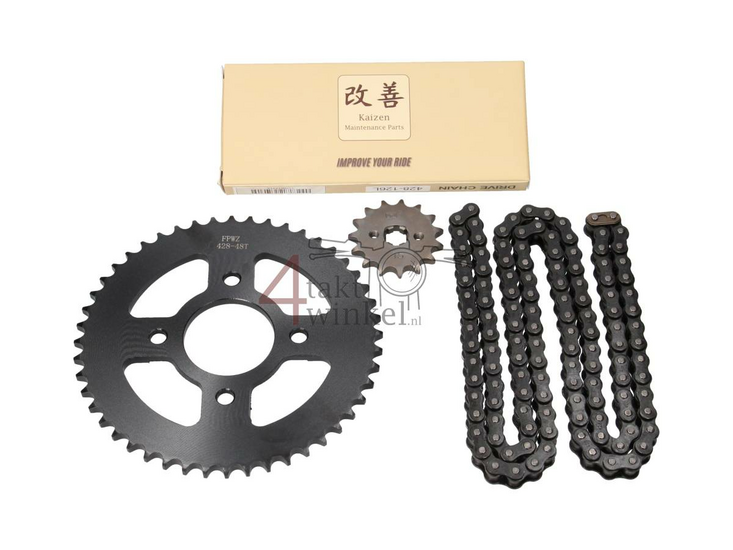 Tandwielen en ketting set, Mash Fifty, 70cc, 85cc, 15 - 48, 17mm as, A-kwaliteit