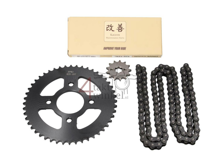 Tandwielen en ketting set, Mash Fifty, 50cc, 70cc, 13 - 48, 17mm as, A-kwaliteit