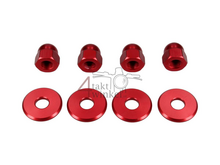 Dopmoer set, m10 x 1,25 + ringen, aluminium rood