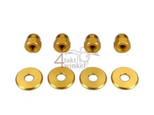Dopmoer set, m10 x 1,25 + ringen, aluminium goud