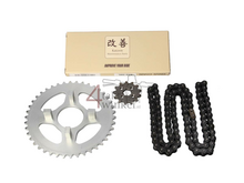 Tandwielen en ketting set standaard +1, past op SS50, A-kwaliteit
