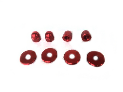 Dopmoer set, m10 x 1,25 + ringen, aluminium rood