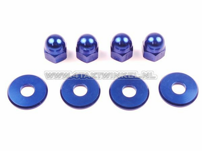 Dopmoer set, m10 x 1,25 + ringen, aluminium blauw