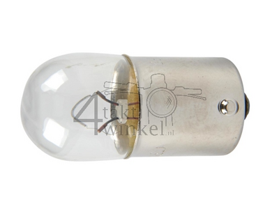 Lamp BA15-S, enkel, 12 volt, 10 watt, 17mm, klein bolletje