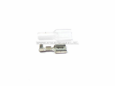 Stekker Japans schuifje 4,8mm, vrouw + hulsje, per 10