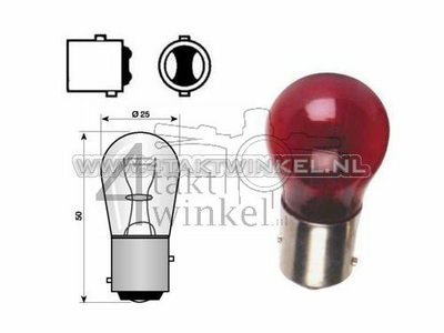 Achterlamp duplo BAY15D, 12 volt, 18-5 watt, rood