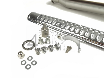 Uitlaat sportief, bovenlangs, Trumpet, RVS, ST125 Dax, frame nr. JB04xxxx