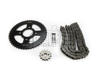 Tandwielen en ketting set, Mash Dirt 50cc, 13 - 52, x-ring, 17mm
